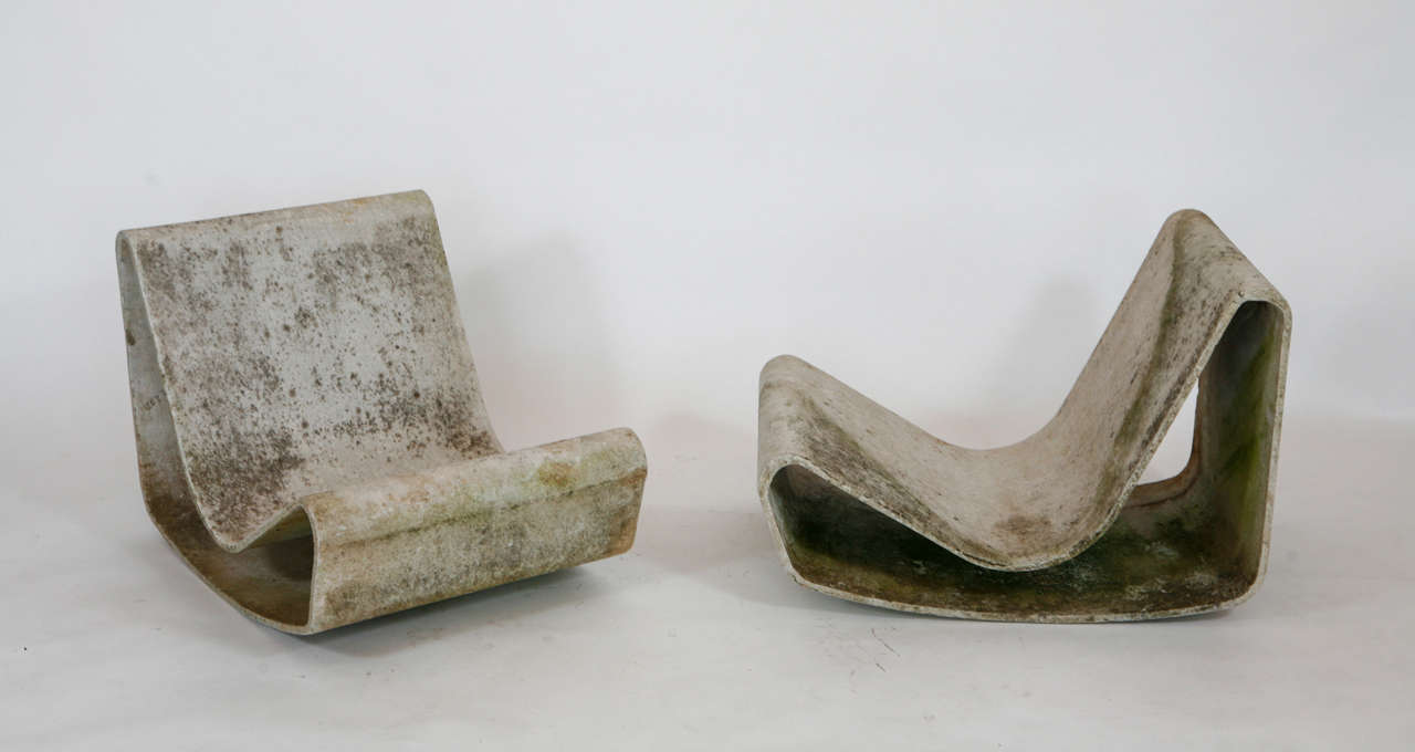 Cement Willy Guhl Loop Chairs
